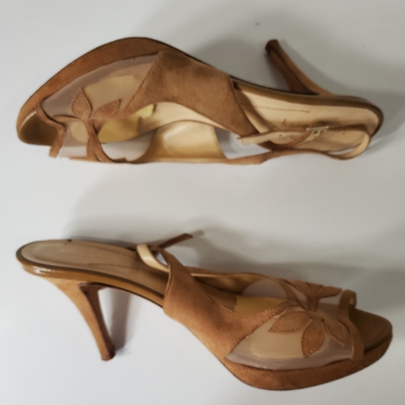 Kate Spade Slingback Peep Toe Suede Heels 8 - Picture 3 of 6